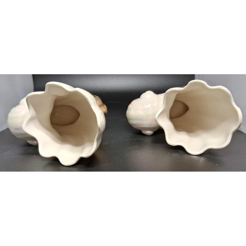 3 Vintage Lusterwear Shells With Gold Trim